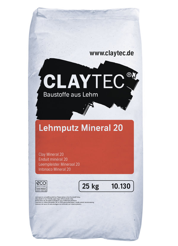 Claytec enduit minéral 20 (sans paille),  25kg 10.130