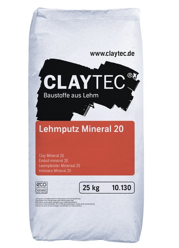 [10.130] Claytec mineraalpleister zonder stro, 25kg 10.130
